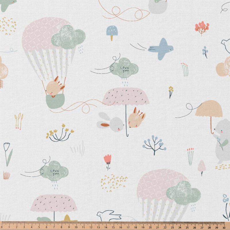 Printed Cotton GAEL White / Petal